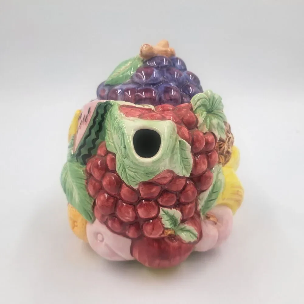 Vintage Fitz and Floyd Calypso Tropical Fruit Teapot 40oz 3D Majolica Style 1988